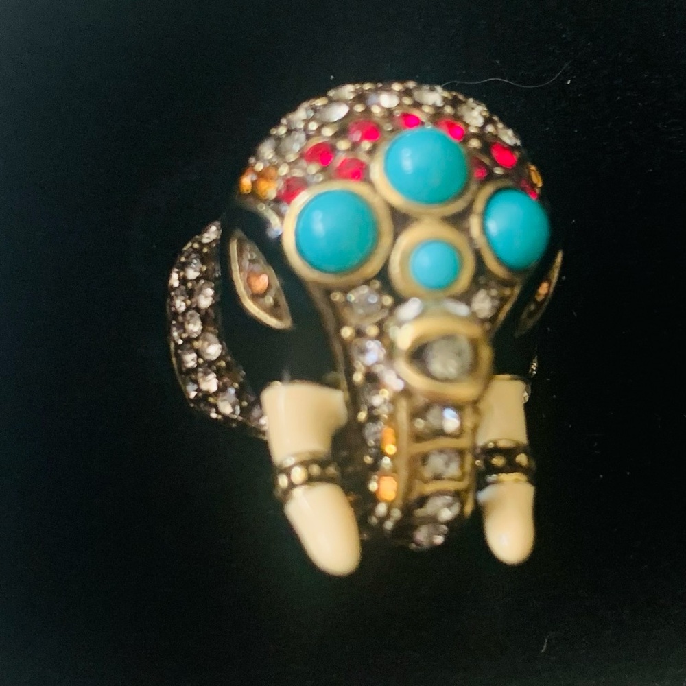 Heidi Daus Gold and Turquoise Elephant Ring